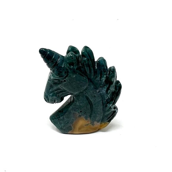 **SOLD*Green Moss Agate chalcedony unicorn carving natural healing crystal stone - Picture 4 of 9